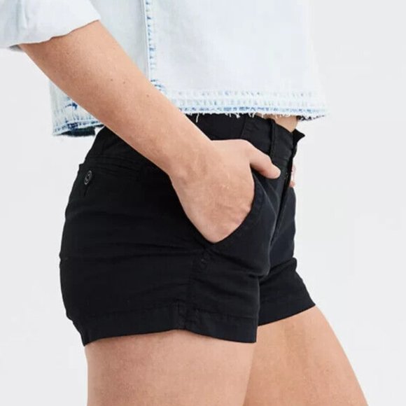 AMERICAN EAGLE Khaki Shortie Shorts in Black ** Size 6 ** NEW!!! - Picture 2 of 9